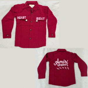 মেরুন কালার চায়না ফ্রেব্রিকের একটি শার্ট ও একটি জিন্স প্যান্ট